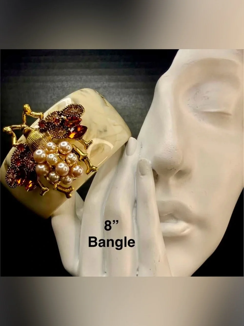 Gold-Tone Pearl & Amber Bee Cluster Bangle - Women Jewelry